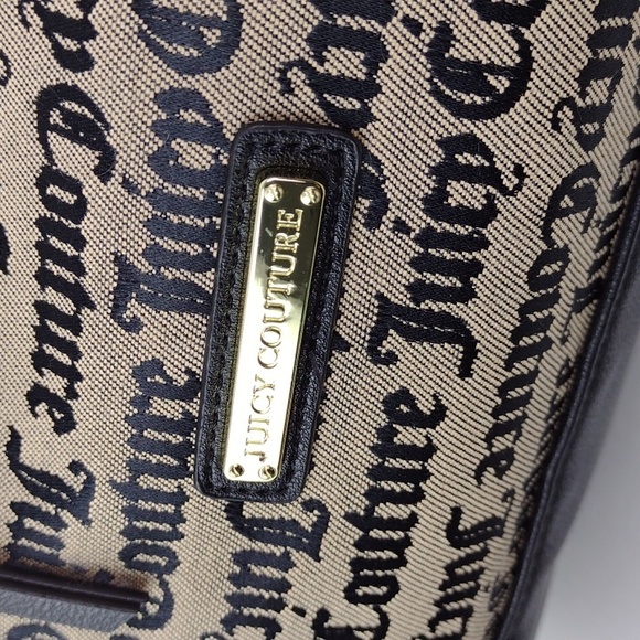 Juicy Couture L.A. Tan & Black Canvas Weekender Crossbody Duffle Bag Tote NWOT - Picture 4 of 16